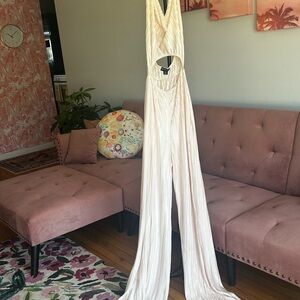 PrettyLittleThing Cream Jumpsuit